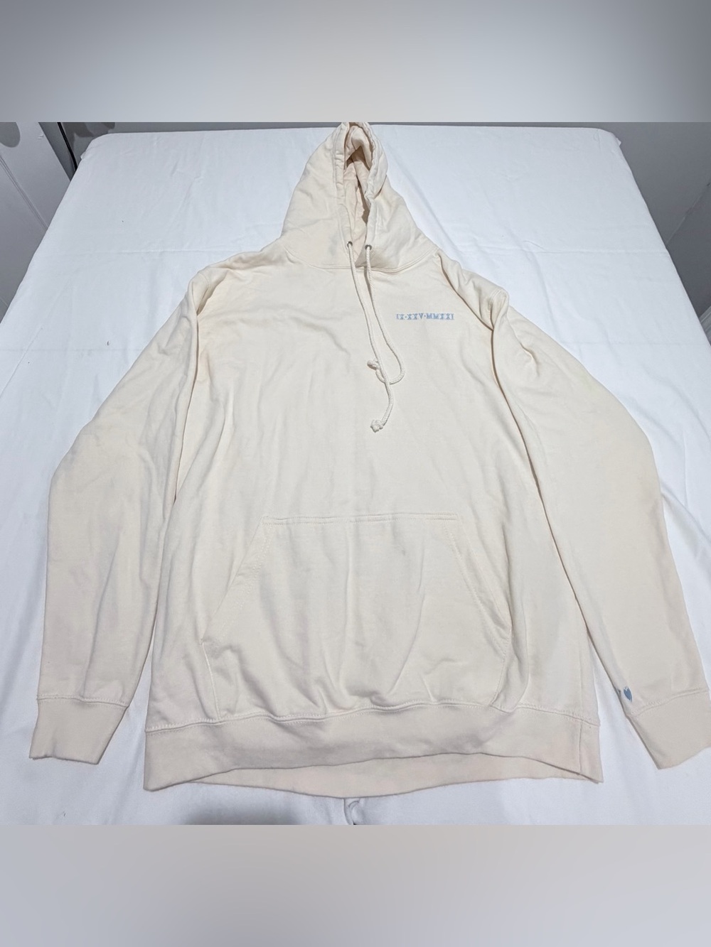 Just Hoods AWDis Cream Pullover Hoodie XL Embroidered Roman Numerals